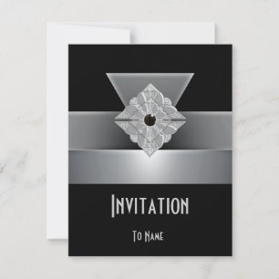 Invitación para todas las ocasiones Art Déco negro
