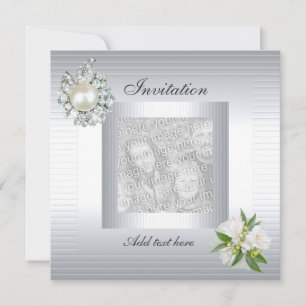 Invitación para todas las ocasiones Floral platead