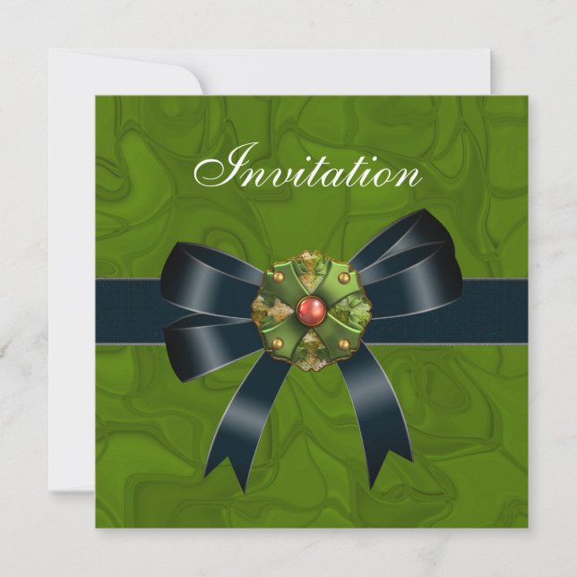 Invitación para todas las ocasiones lazo verde neg (Anverso)