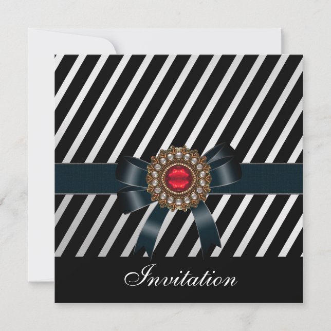 Invitación para todas las ocasiones negro blanco r (Anverso)