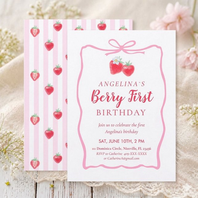 Invitación para un primer cumpleaños elegante . (Subido por el creador)