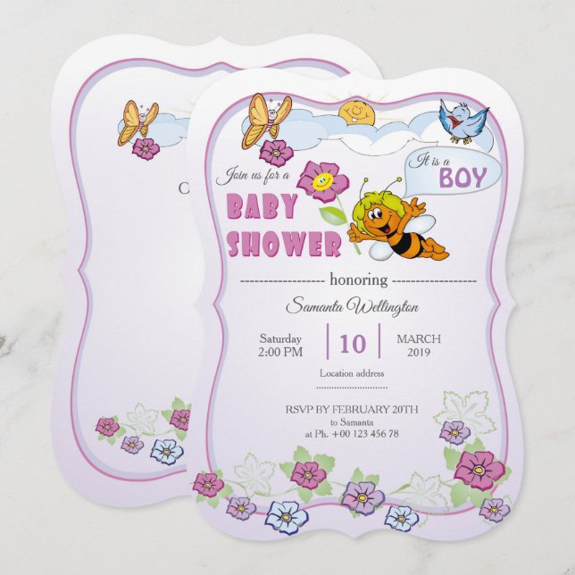 invitación para una ducha de bebé (Anverso / Reverso)