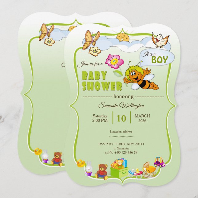 invitación para una ducha de bebé (Anverso / Reverso)