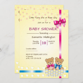 invitación para una ducha de bebé, hay dos gemelos