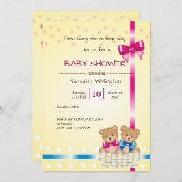invitación para una ducha de bebé, hay dos gemelos