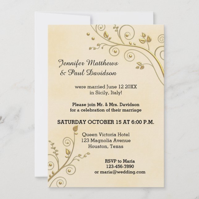 Invitación para una fiesta de boda o post boda (Anverso)
