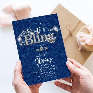 Invitación para una fiesta de botas de vaquero y b