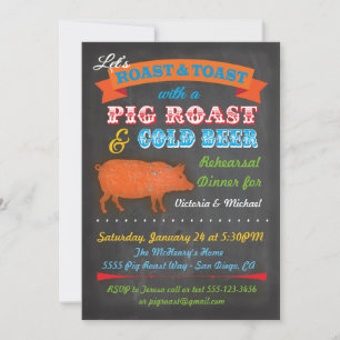 invitación para una fiesta de cerdo asado en pizar