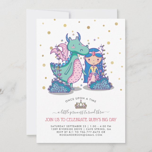 Invitación para una Fiesta de Cuento de Hadas | Pr (Anverso)