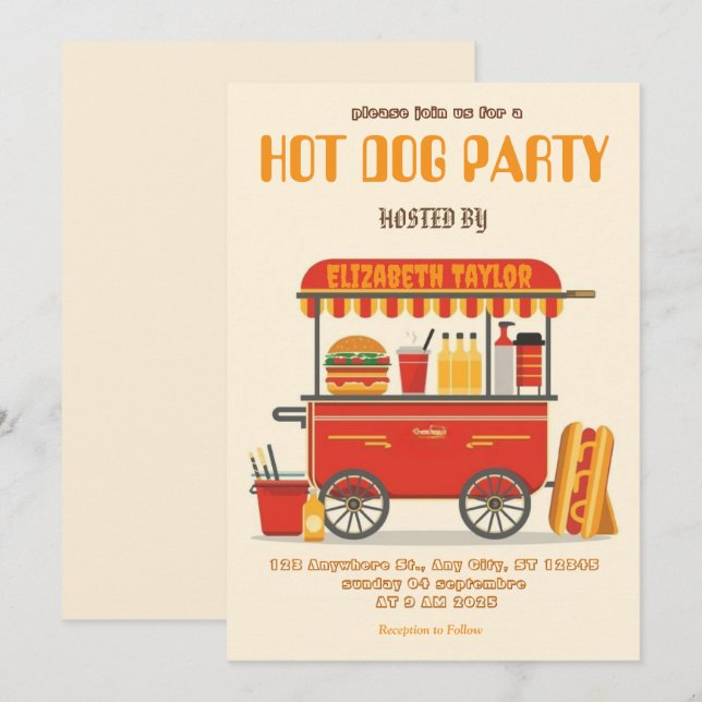 Invitación para una Fiesta de Hot Dog – Celebració (Anverso / Reverso)