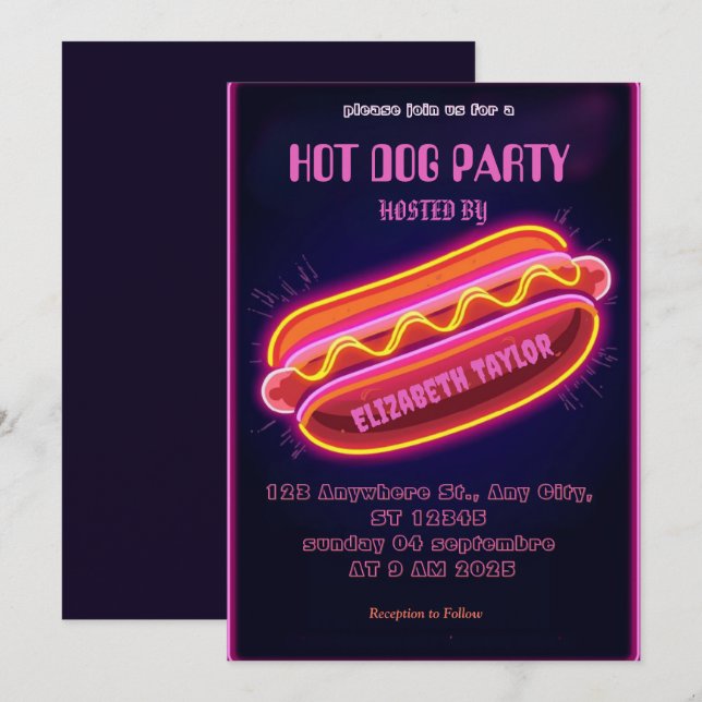 Invitación para una Fiesta de Perros Calientes – C (Anverso / Reverso)