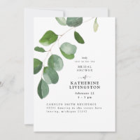 Para Usted Eucalyptus Simple Bridal Shower Invitac