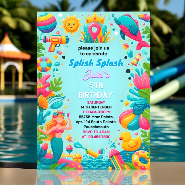 Invitación Para Water Park Guay Summer splash pad 1º cumpleañ (Subido por el creador)