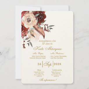 Invitación para xv años con flor