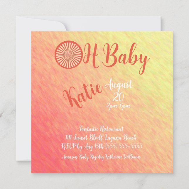 Invitación Paracaídas de la salida del sol-Baby Shower-Neutra (Anverso)