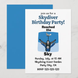 Invitación Paracaidismo Alcanzó El Cielo Fiesta de Cumpleaños
