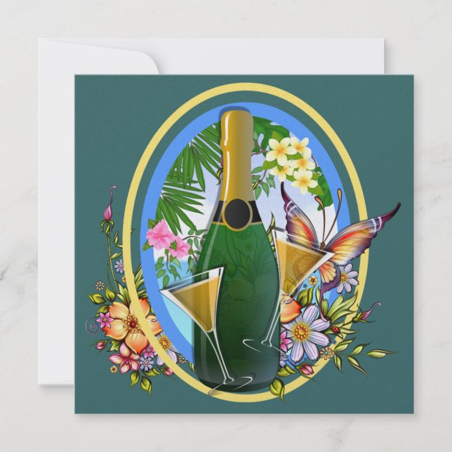 Invitación Paradise Beach Champagne Coctel (Anverso)