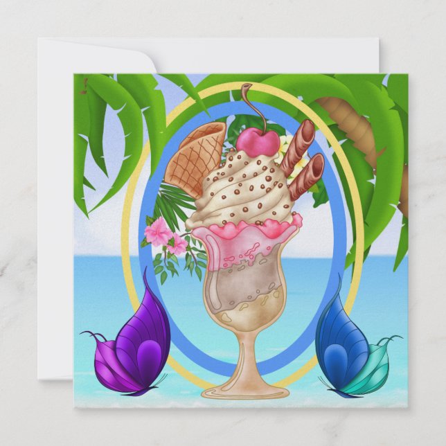 Invitación Paradise Beach Ice Cream (Anverso)