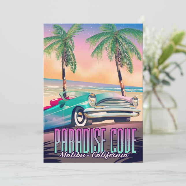 Invitación Paradise Cove, Malibu, afiche de viajes de Califor (Anverso de pie)