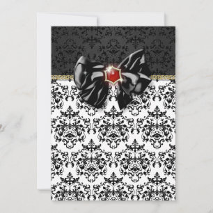 Invitación Paradisíaco rojo blanco negro