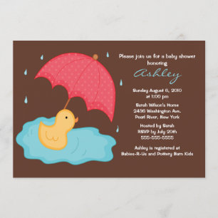 Invitación Paraguas amarillo Duck Baby Shower