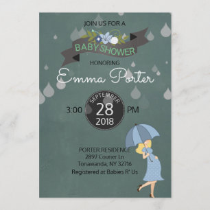 Invitación Paraguas Baby Shower de la ducha de las gotas de