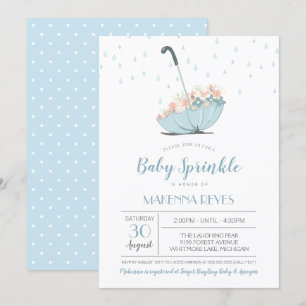 Invitación Paraguas con flores Género Espolvoreo neutro de be
