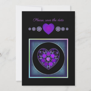 Invitación Paraguas morados y corazones .7