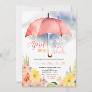 Invitación Paraguas Rojo Lluvias de Abril traen Flores de May