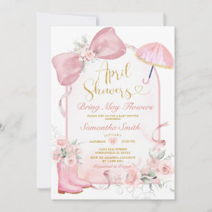 Invitación Paraguas Rosa Claro Lluvia de Abril Arco de Baby S