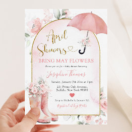 Invitación Paraguas rosa Las duchas de abril traen flores de 