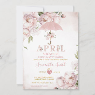 Invitación Paraguas rosa Las duchas de abril traen flores de