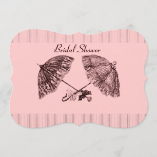 Invitación Paraguas victorianos de época con rayas rosas