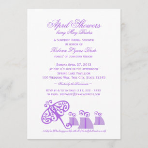 Invitación Paraguas y regalos Violet Bridal Shower