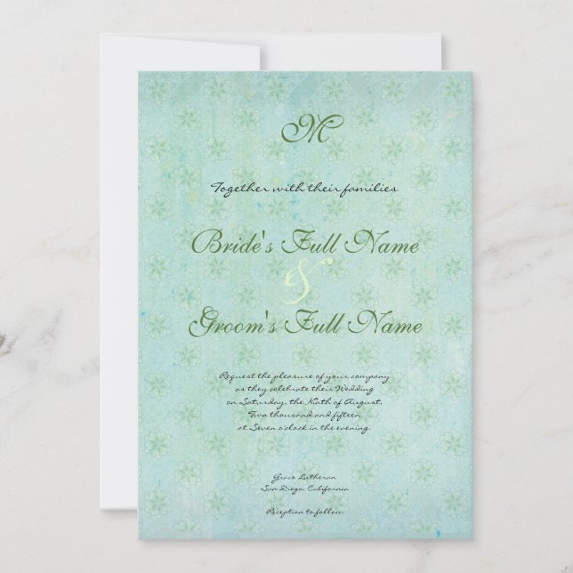 Invitación Paraíso Amores Aves Moderna Floral Swirl Damask (Anverso)