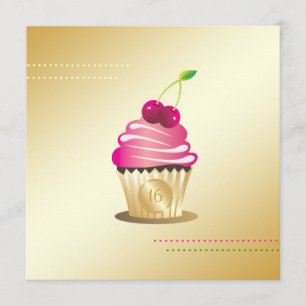 Invitación Paraíso de 311 Cupakes Monograma Dulce Dieciséis