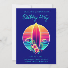 Invitación Paraíso de natalidad para los Surfboard Sunset-