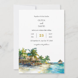Invitación Paraíso de palmas tropicales Viaje Boda de playa d