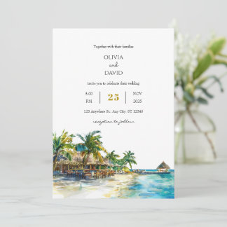 Invitación Paraíso de palmas tropicales Viaje Boda de playa d
