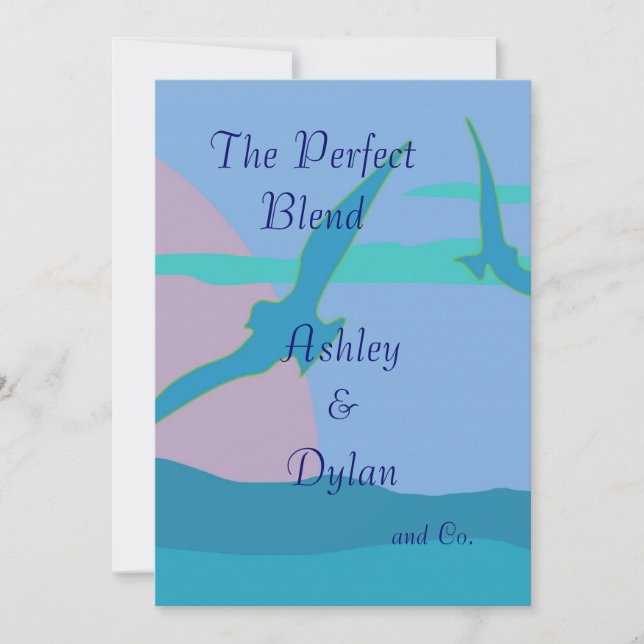 Invitación Paraíso del Océano Azul Boda de familia ampollada (Anverso)