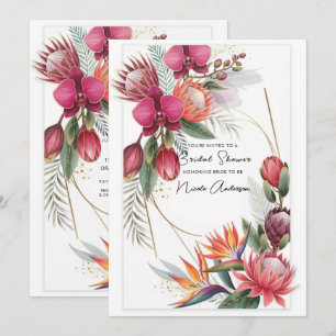 Invitación Paraíso floral tropical botánico oro