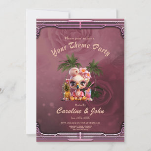 Invitación Paraíso rosa, un flamingo dulce