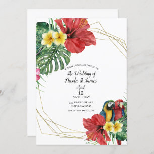 Invitación Paraíso Tropical Aves Boda Floral