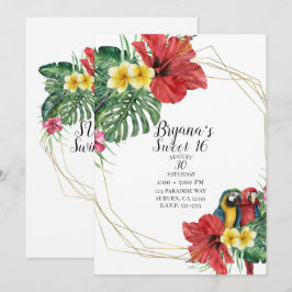 Invitación Paraiso Tropical Aves Floral Botánico Dulces 16