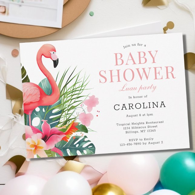 Invitación Paraíso tropical Baby Shower rosa (Subido por el creador)