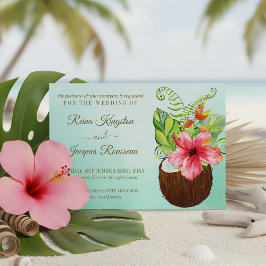 Invitación Paraíso tropical Coconut Floral Bouquet Boda