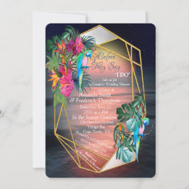 Invitación Paraíso tropical de flores al atardecer