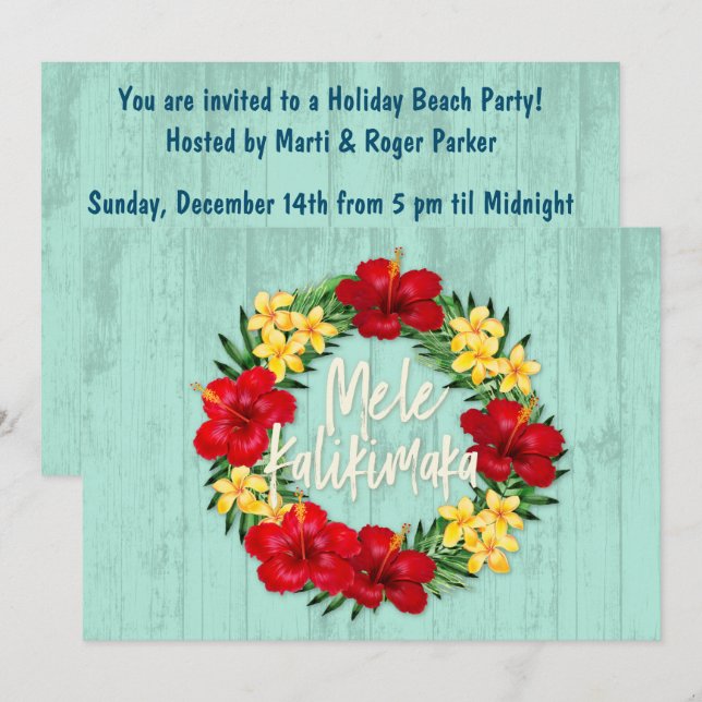 Invitación Paraíso tropical Hawái Madera Wreath (Anverso / Reverso)