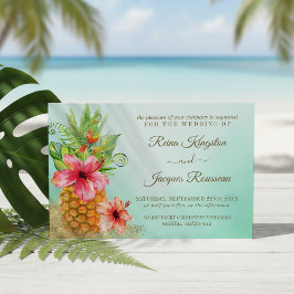 Invitación Paraíso tropical Pineapple Floral Bouquet Boda
