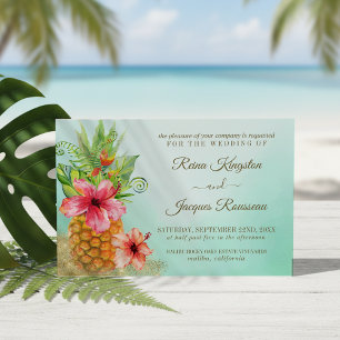Invitación Paraíso tropical Pineapple Floral Bouquet Boda